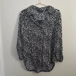 Fred David Black and White Animal Print Blouse